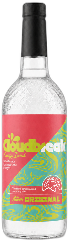 Cloud Cap Cloudbreak sugar-cane energy drink bottle, flavor Original