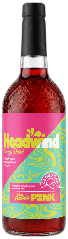 Cloud Cap Headwind sugar-cane energy drink bottle, flavor Pink