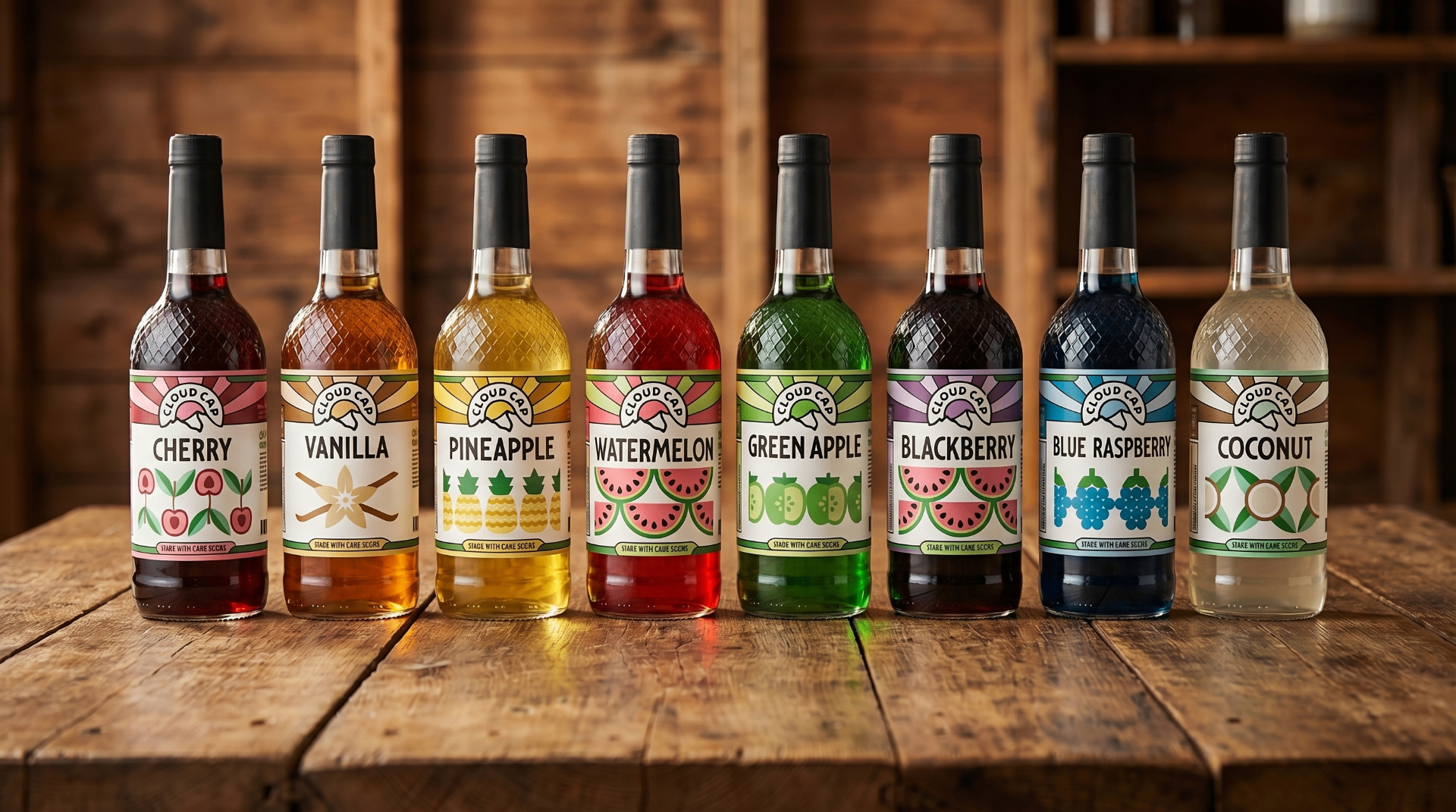 Cloud Cap Beverages syrup lineup